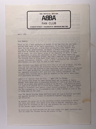 Abba fanclub newsletter - abba,