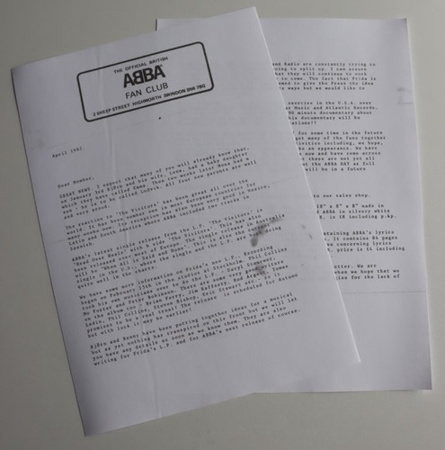 Abba fan club newsletter - abba, april