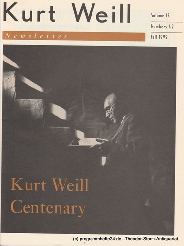 Kurt weill newsletter volume - kurt,