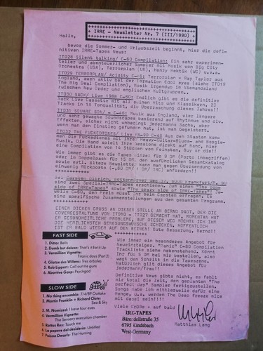 Irre tapes newsletter 1990 - irre, 7